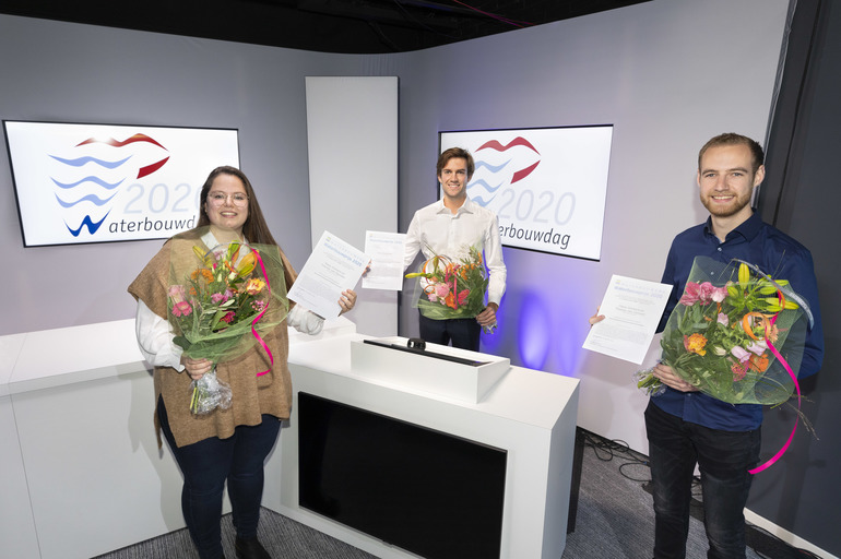 Waterbouwprijs 2020 gewonnen door Tessy Donkers en Thomas van Deursen (Avans Hogeschool) en Nick Overkamp (TU Delft) 